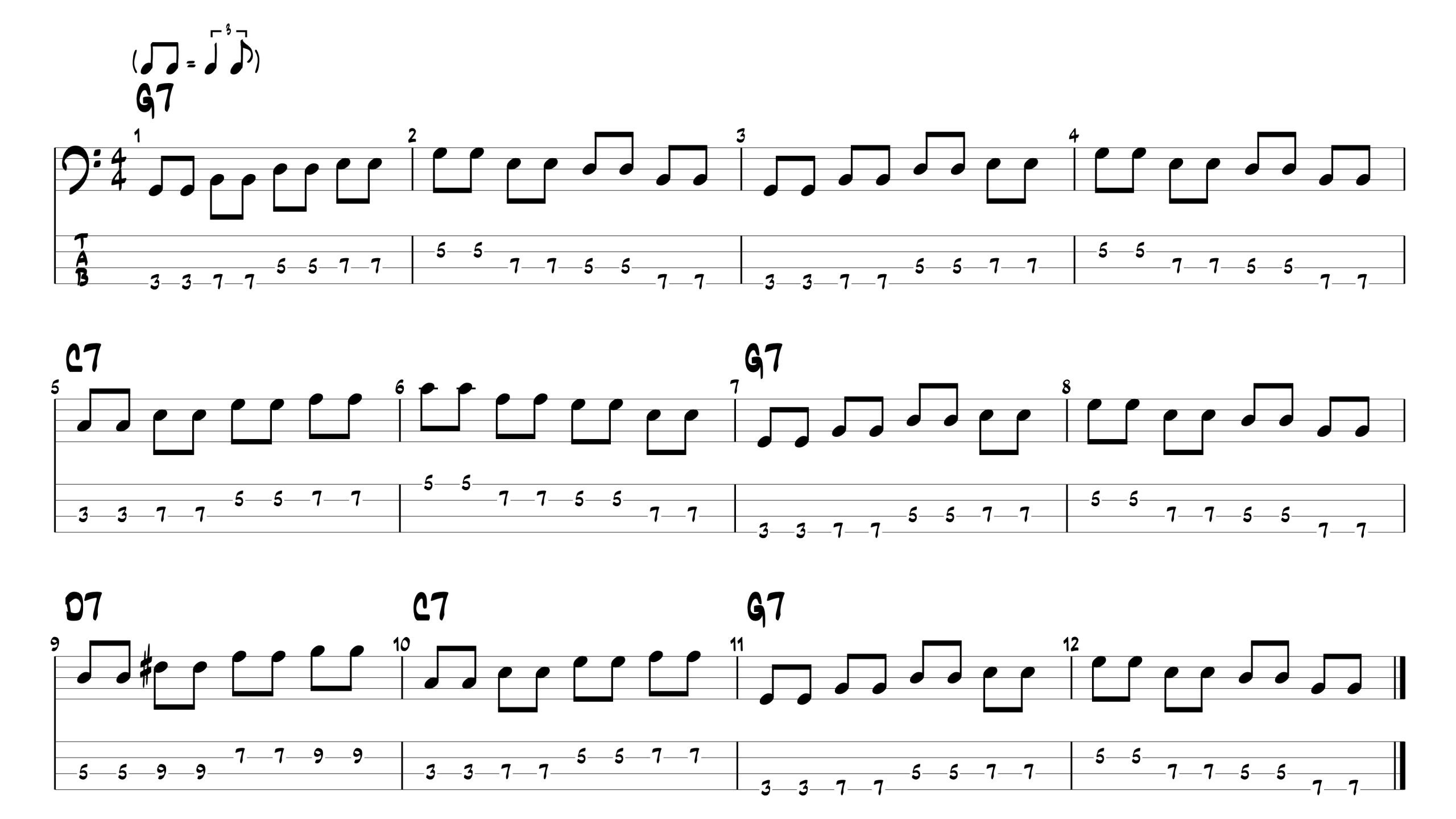 Accompagnamento blues con pentatonica in forma shift