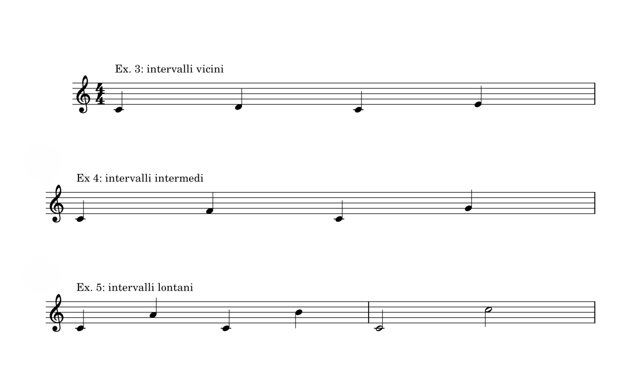 esercizio 3: intervalli vicini: do re; do mi. esercizio 4: intervalli intermedi: do fa; do sol. esercizio 5: intervalli lontani: do la; do si